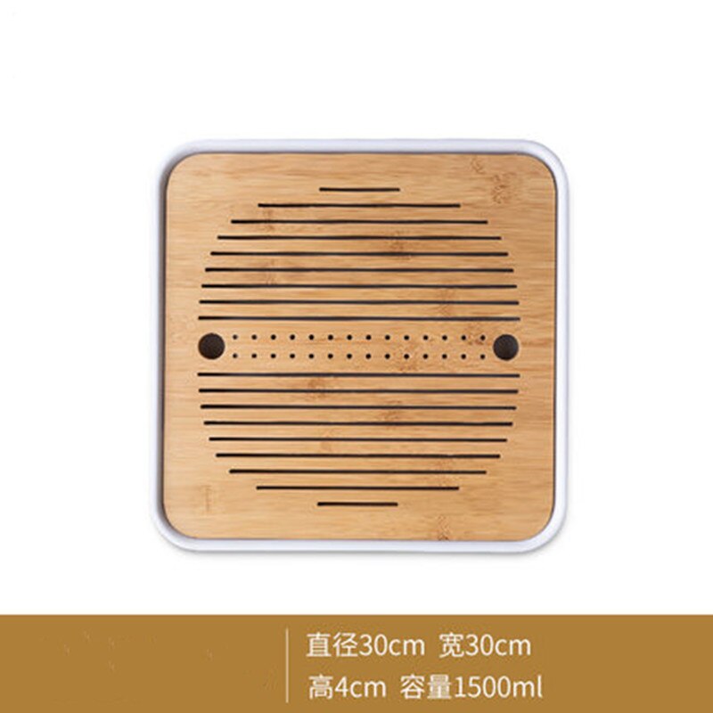 Melamine + Bamboo Tea Tray Water Storage Tray Modern Tea Set Tea Table Zen Tray Rectangular Traditional Bamboo Board Chinese Te: D