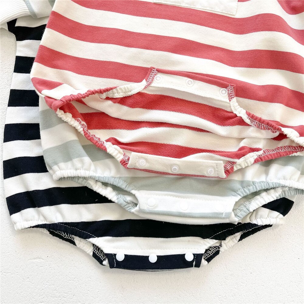 Zafille frühlings-kinderkleidung für mädchen und jungen, gestreifter babybody, süße schlafanzüge für mädchen und #39 , Patchwork-Baby-strampler
