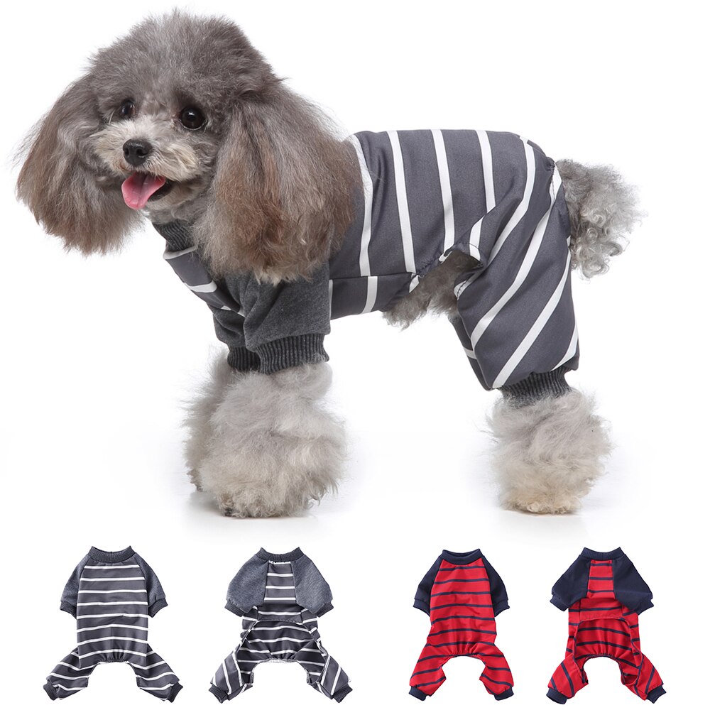 Pijama de perrito de algodón puro para mascotas pequeñas, mono a rayas para perros y gatos, ropa interior cálida para el hogar, disfraz para perros, gatos, Chihuahua y Yorkshire