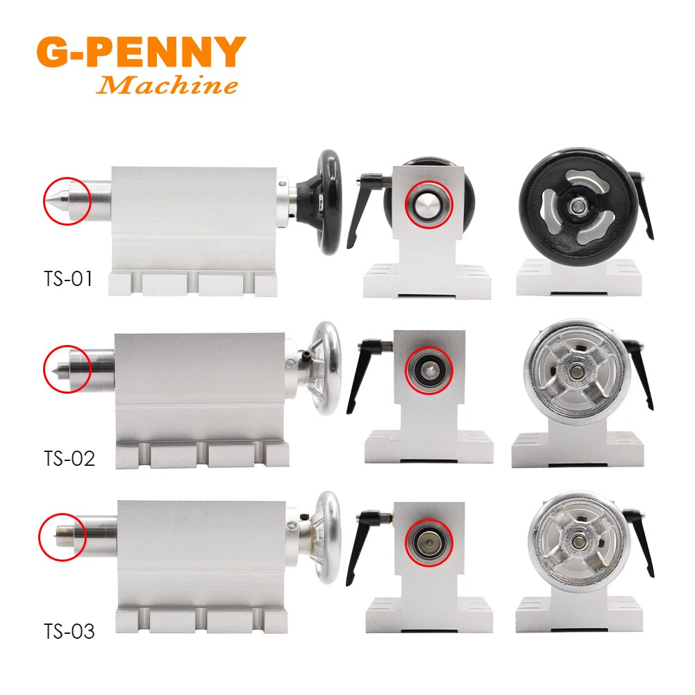 Tailstock Movable Optional Base / Three Heads Tailstock work with Rotary/ A/4th Axis For CNC Engravin Machine