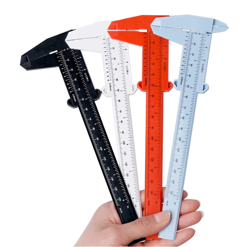 Calibradores Vernier de 0-150mm, regla de plástico de escala de doble regla para medición de joyería, herramientas de medición para estudiantes escolares, herramienta de mano