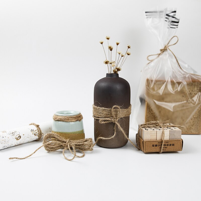 50M hemp rope hemp rope diy handmade rope natural thick hemp rope craft cake decoration label binding rope bag