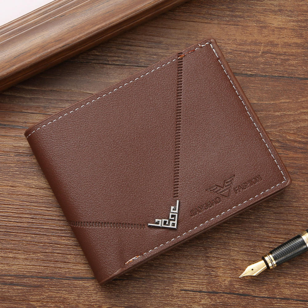 Men's Short Wallet PU Leather Thin Men Coin Pocket Korean Multi-function Leather Purse Shopping Credit ID Cards Holders: Ivory