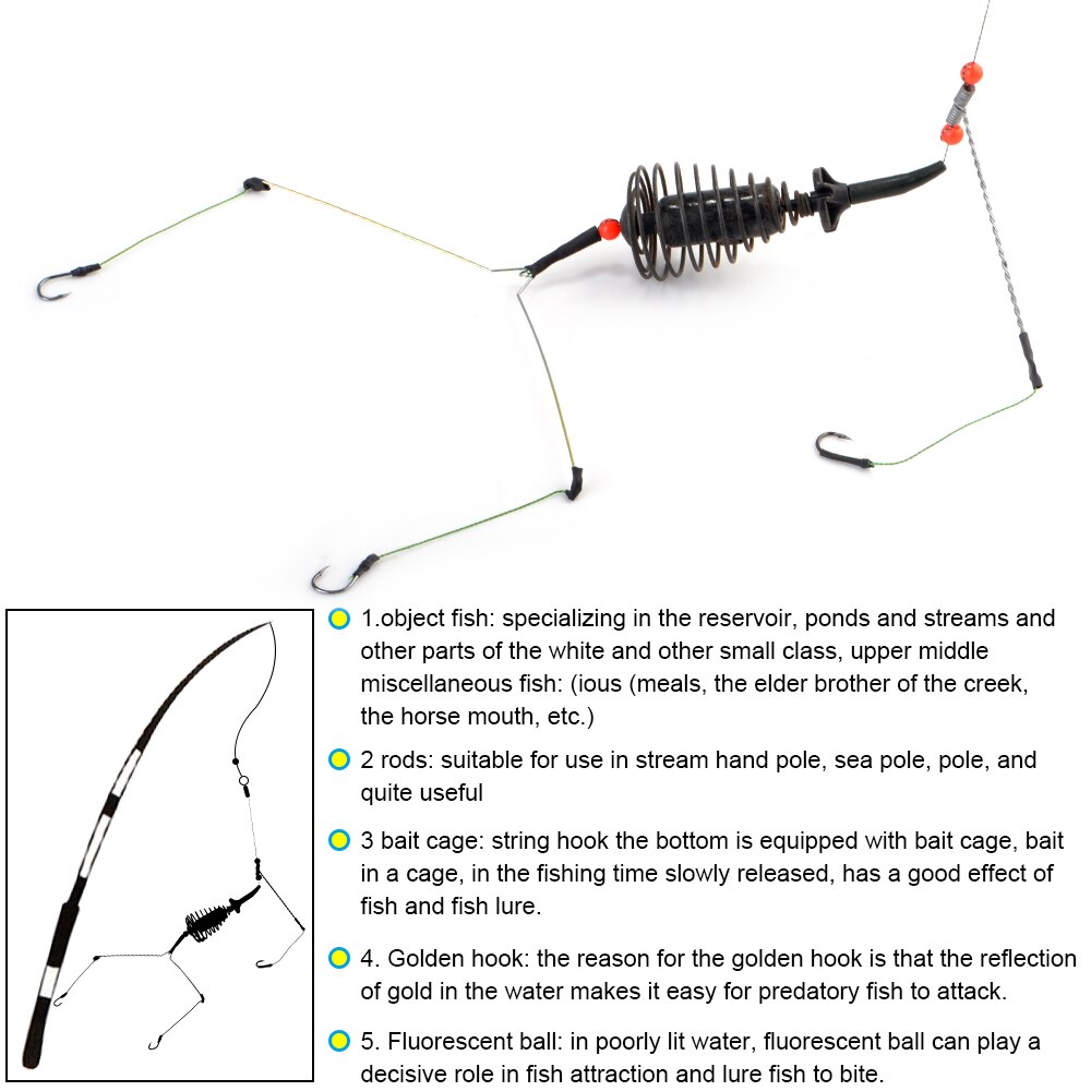FISH KING 30g-80g Metal Bait Cage Feeder Fishing Group Lead Sinker Hair Rigs Carp Fishing With Line Hooks For Tackle