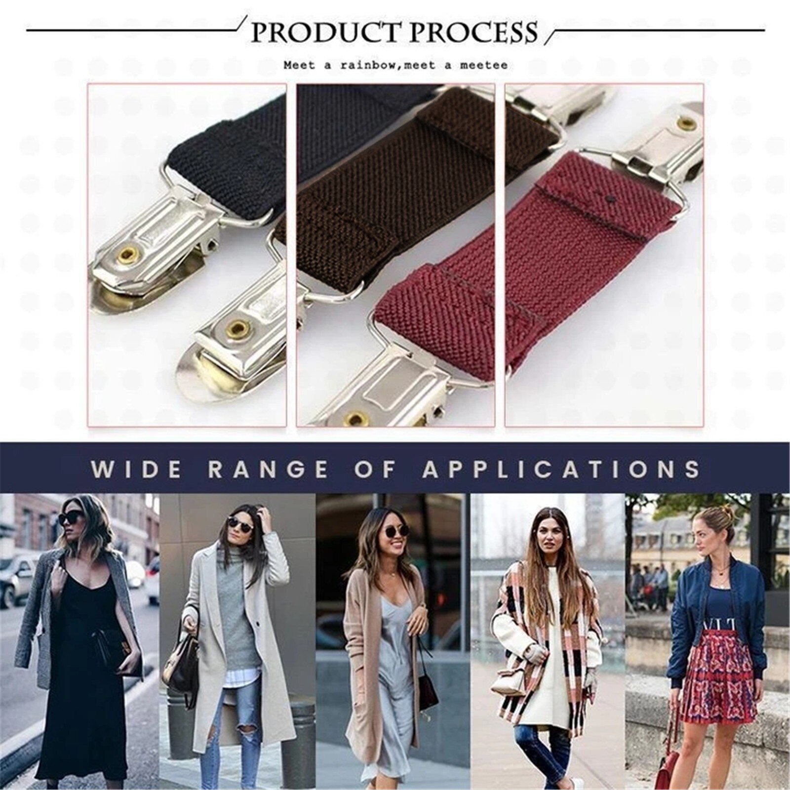 Verstelbare Stretch Taille Riem Platte Gesp Vrouwelijke Mode Kleding Bevestiging Buckle Antislip Bevestiging Knop Kleding Anti-Vallen clips