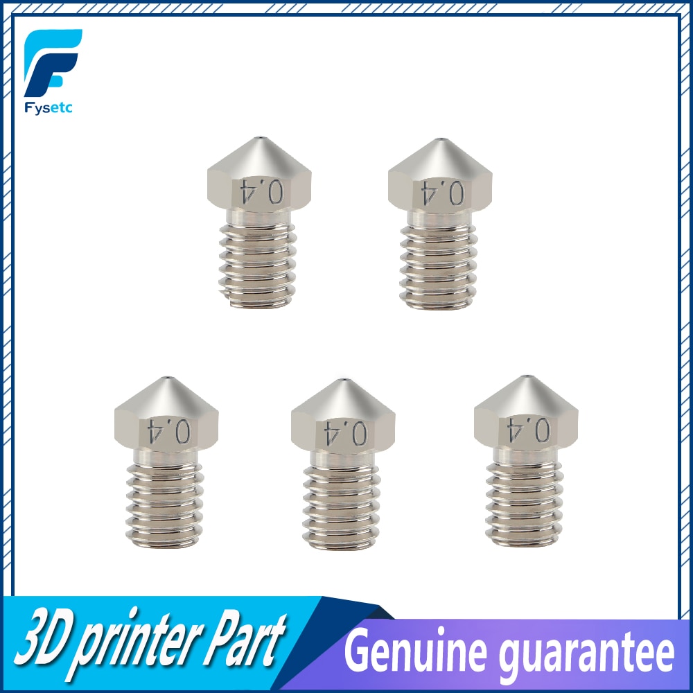 Fysetc 5Pcs E3D Nikkel Plating Koperen Mondstuk Duurzaam Non-stick Hoge Prestaties Voor 3D Printers Hotend Draad Voor e3D V6 Hotend