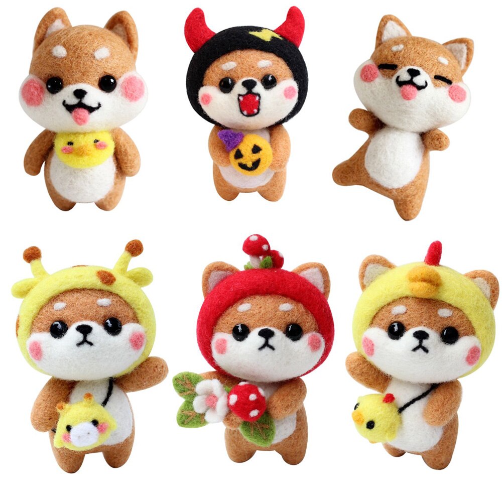 Lovely Dog Wool Felt Craft DIY Unfinished Poked Set Handcraft Needle Material