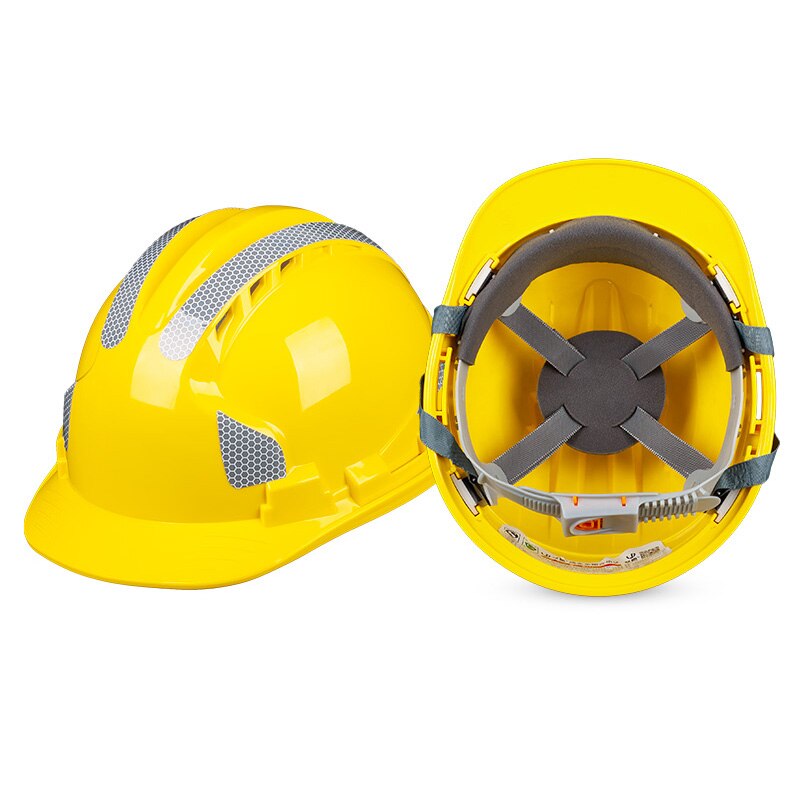 Reflective Hard Hat Outdoor Working Safety Helmet Breathable Construction ABS Work cap High strength Head protection: Yellow