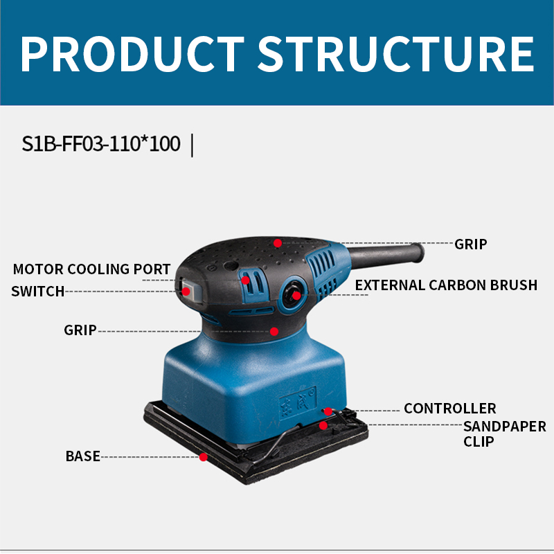 Lijadora plana de mano, máquina de papel de lija portátil para carpintería, lijadora de pared plana de 220V, herramientas eléctricas de pulido