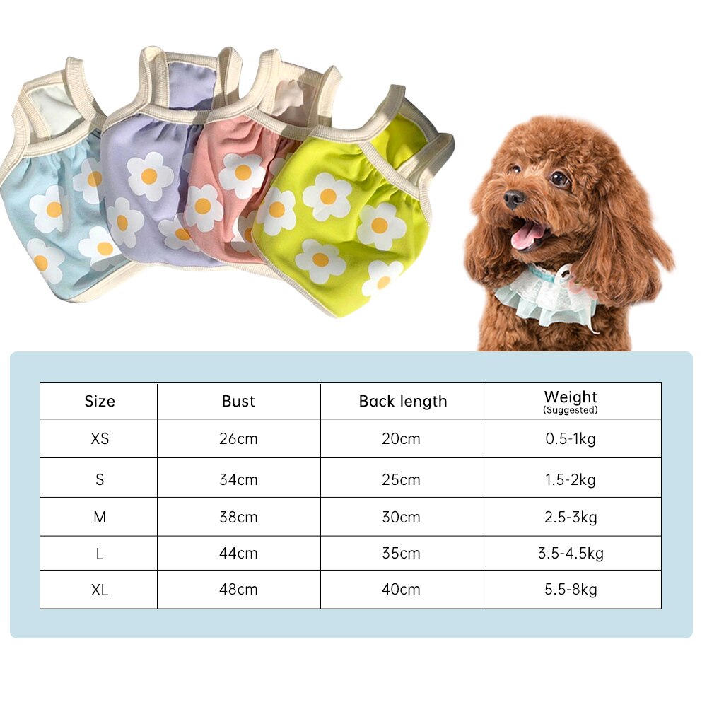 Zomer Bloemen Printing Kleding Voor Hond Shirt Outdoor Cartoon Hond Kleding T-shirt Vesten Voor Kleine Medium Puppy