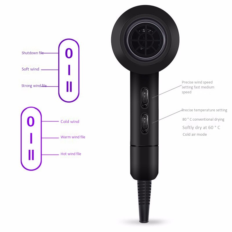 Secador de pelo de Salón 5 en 1, secador de pelo de gran potencia para reparación de cabello, secador de aire ionizado, soplador de temperatura constante Dc Motor Eu P