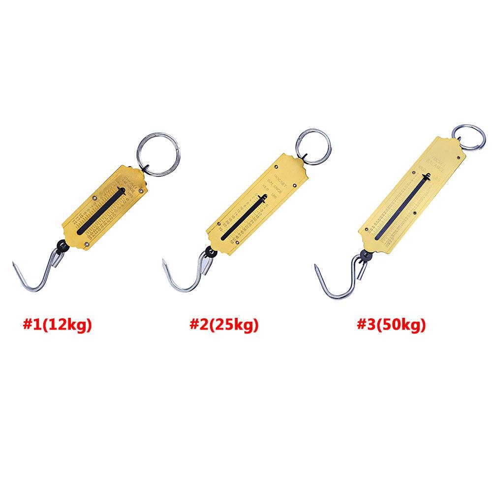 12/25/50kg Spring Mechanical Scale Home Hanging Kitchen Hand-Held Scale Portable Luggage Scale Metal Spring Balance Hook Scales