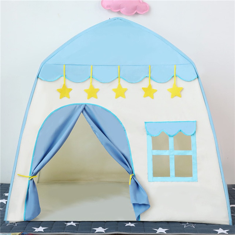 Draagbare Kinderen Tent Wigwam Vouwen Kinderen Tenten Baby Speelhuis Grote Meisjes Roze Prinses Kasteel Kind Room Decor: Blue