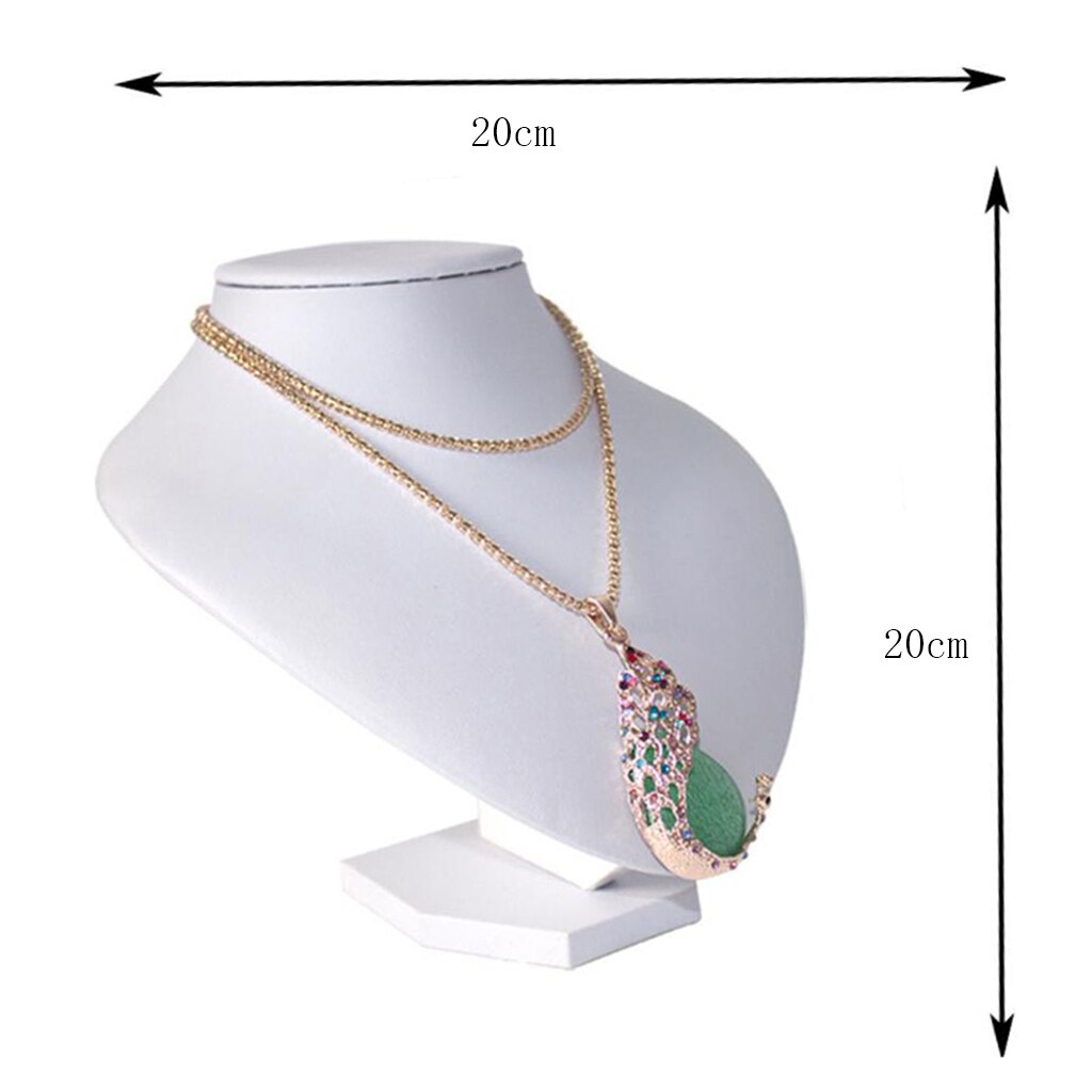 Ketting Display Bust Mannequin Sieraden Display Standhouder, Wit, Bedekt Met Kunstleer En Katoen: 20x20x17cm