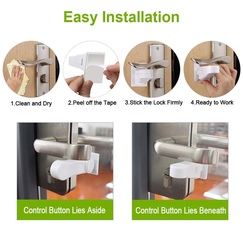 2 Pck Kinderen Deur Veiligheid Lock Anti-Opening Schuifraam Lock Beschermende Deur Handvat