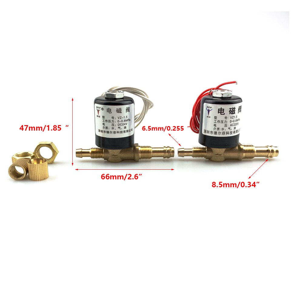TIG Argon welding machine solenoid valve TIG Welding VZ-1.5 AC DC 24V 36V 220V 2 position 2 way solenoid valve