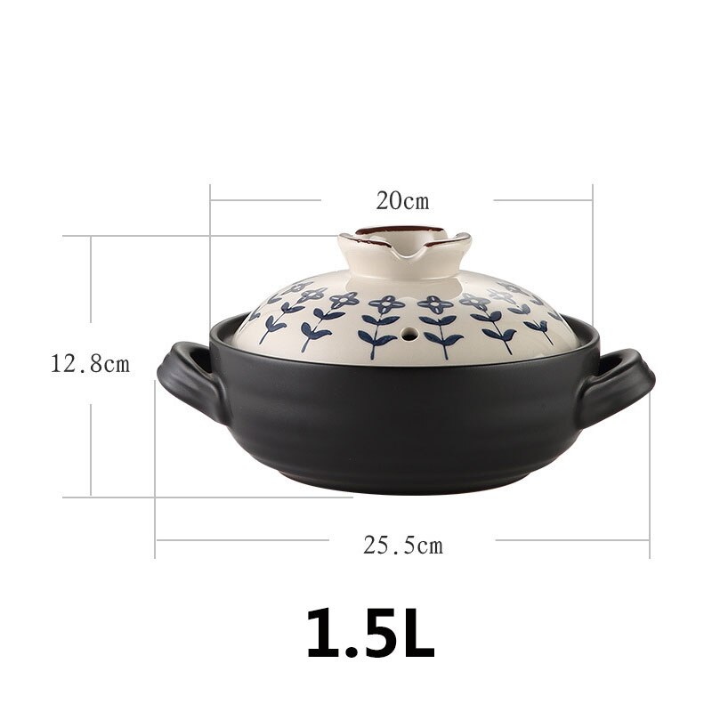 Japanese Soup Pot Crock Pots Casserole Ceramic Rice Noodle Saucepan High Temperature Resistant Cooking Pan For Gas Stove Kitchen: 1.5L B