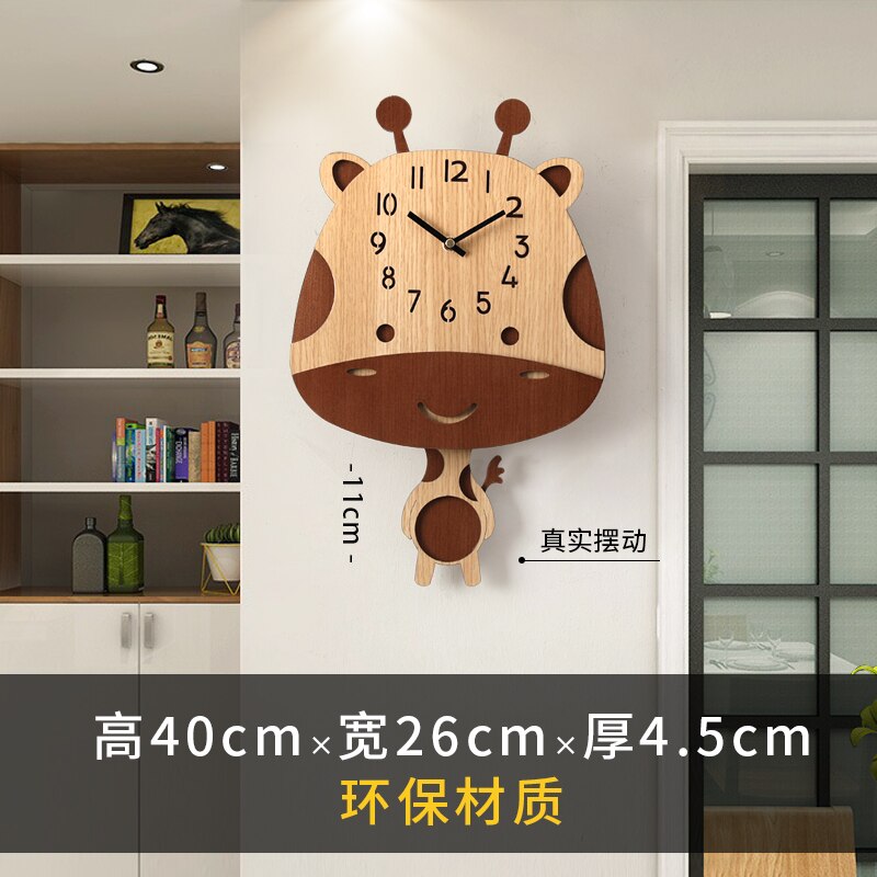Crianças relógio de parede sala estar moda girafa digital relógio de parede criativo quarto reloj pared decoração chambre enfant bh50hh: Woody Fawn 13inch