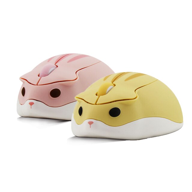 Neue Nette Maus USB Optische Drahtlose Gaming Cartoon Mause Rosa 3D Hamster Form Gamer Laptop Mäuse 1600DPI Für mädchen: pink and yellow