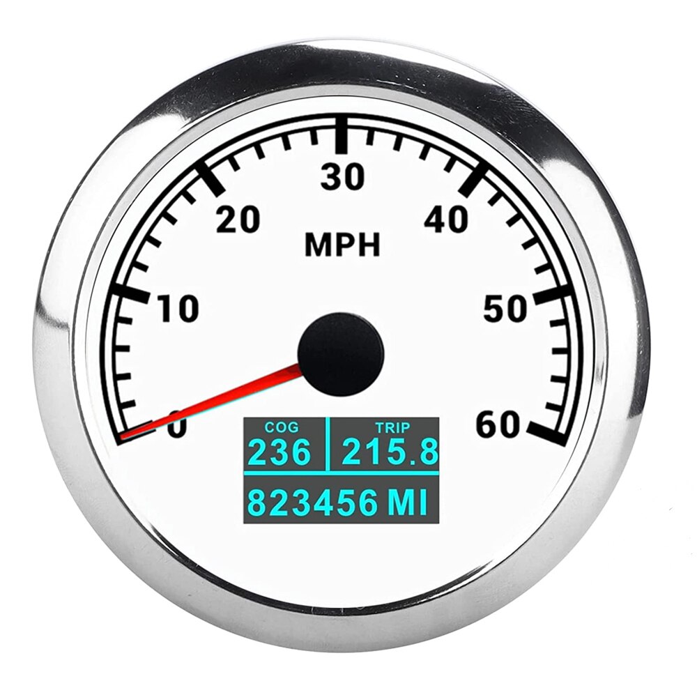Neue 85mm GPS Tachometer Mit Rot, Grün, Blau, Weiß, Gelb, Cyan, lila Farben Hintergrundbeleuchtung Für Auto Boot Motorrad: 60MWS
