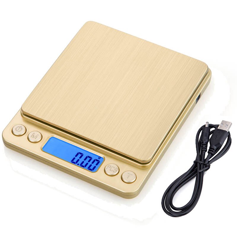 Stainless steel Digital Kitchen Scale 500g/0.01g High Accurate Food Baking Scale Electric Balance Bench weight scale gold: Gold