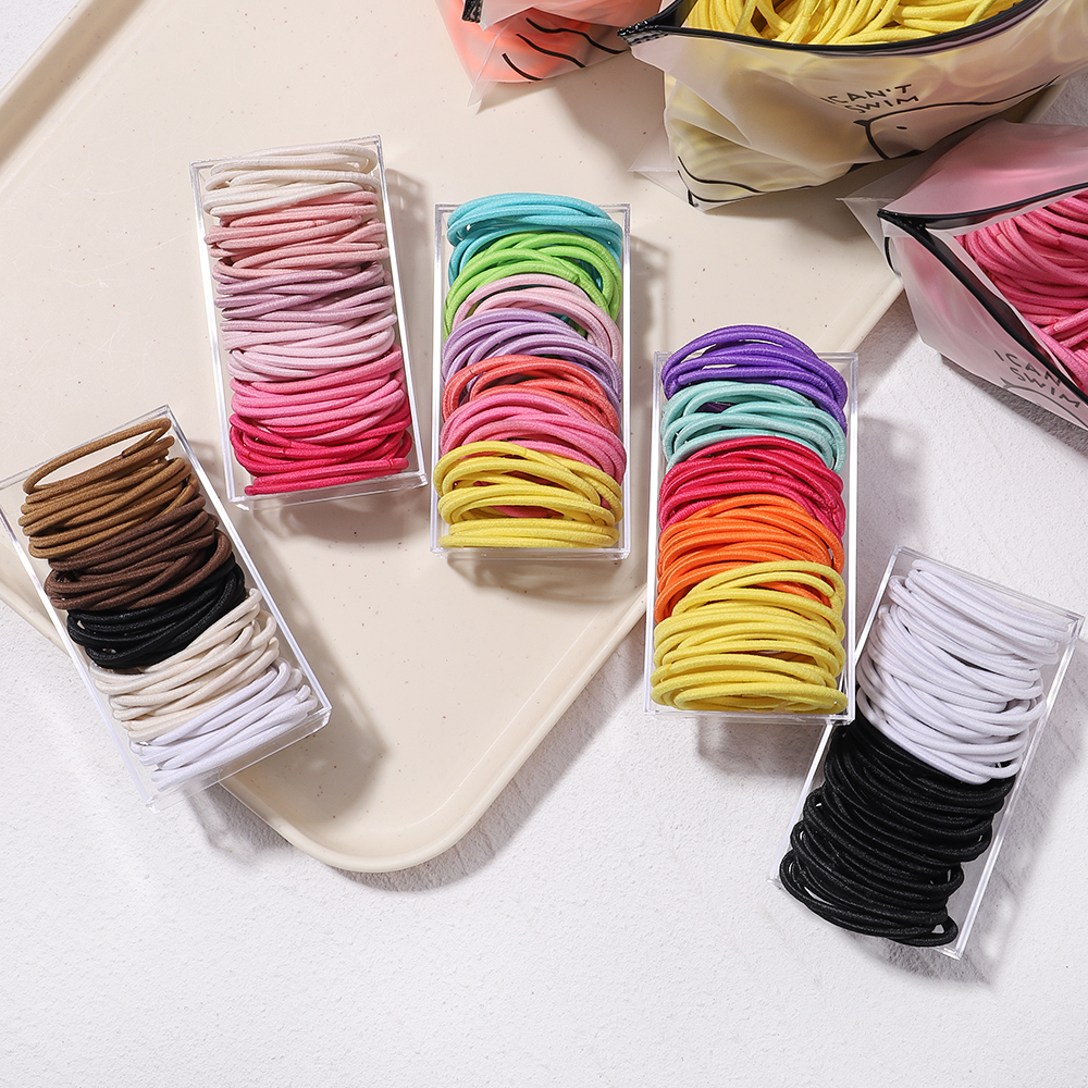 30 pièces filles couleur unie grand élastique élastique élastique pour queue de cheval gomme chapeaux élastiques bandes de cheveux coréen cheveux accessoires ornements