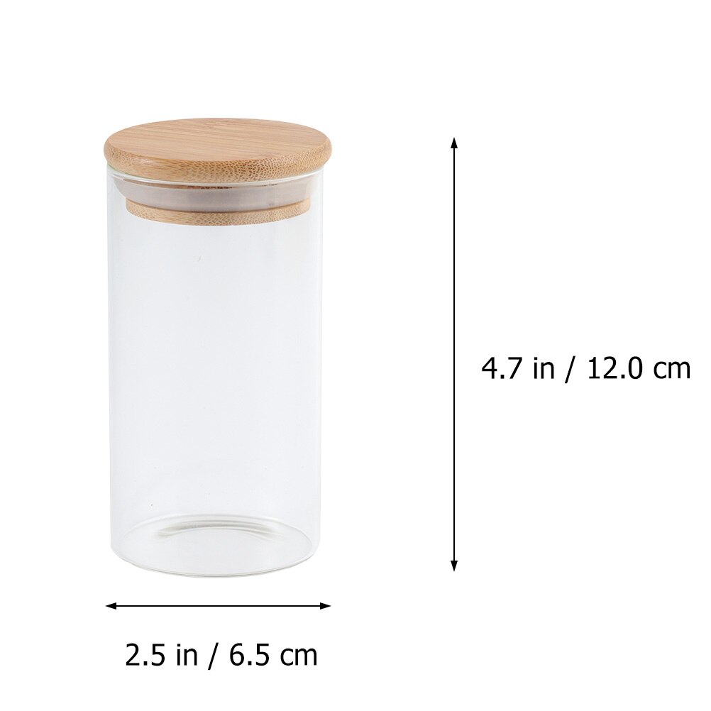Frascos de almacenamiento de vidrio para cocina, recipientes sellados de almacenamiento de alimentos con tapa de bambú para cereales, 2 uds.: 2pcs 300ml