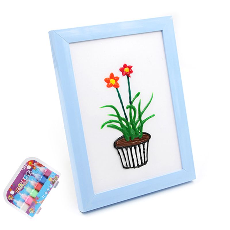 Kids 3D Acrylic Paint Pigment Set for Children Graffiti DIY Painting Drawing Tools Art Supplies 6 Colors