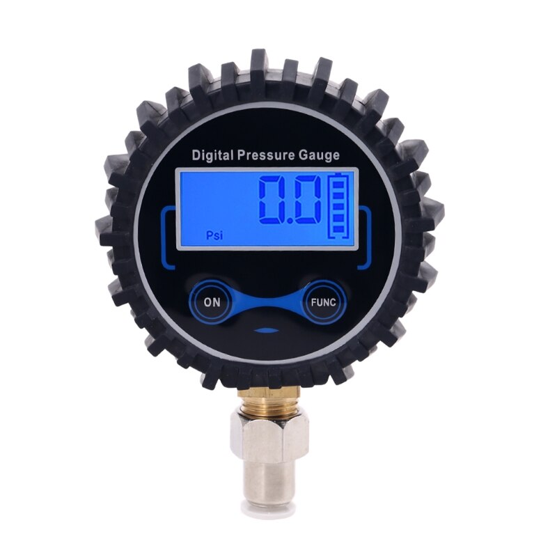 Digital Pressure Gauge with 6mm Outside Diameter Hose Straight Plug fitting 200PSI /BAR/KPA/kg/cm2