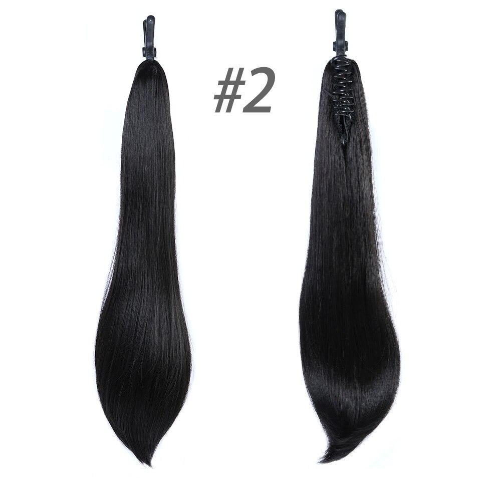 WTB Heat Resistant Straight Long Synthetic Ponytail Clip In Pony Tail Hair Extensions Wrap on Hairpieces Hairstyles: 2