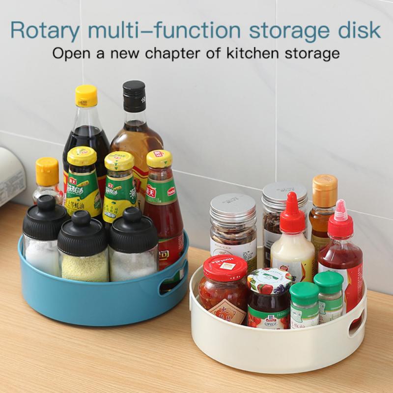 Multi-fonction 360 Rotating Tray Non-Skid Kitchen Storage Containers Snack Fruit Food Plate Dried Storage Tray Home Storage Tool