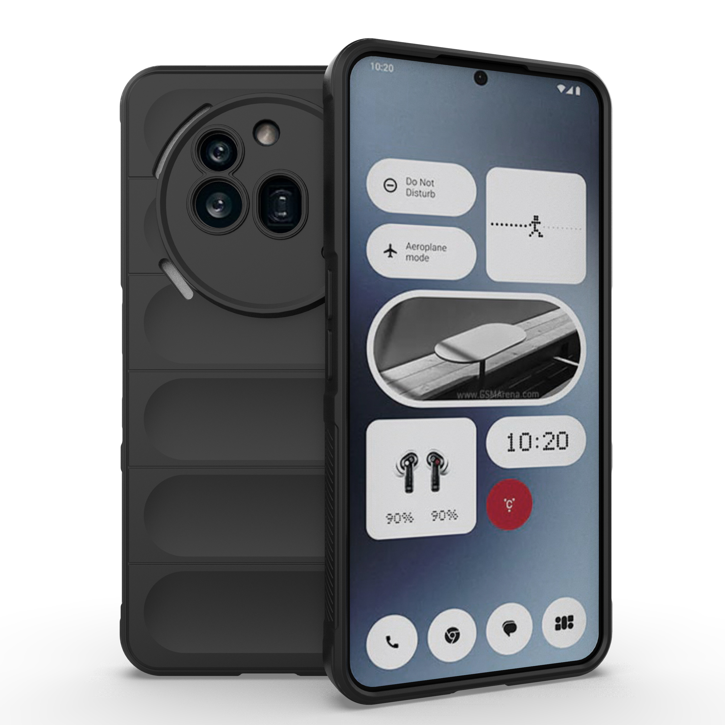 Telefontilbehør fallbeskyttelsesdeksel til ingenting telefon 3a pro 2a pluss telefon 2a telefon 3a gummideksel anti-bankeskall: aluminium / Svart