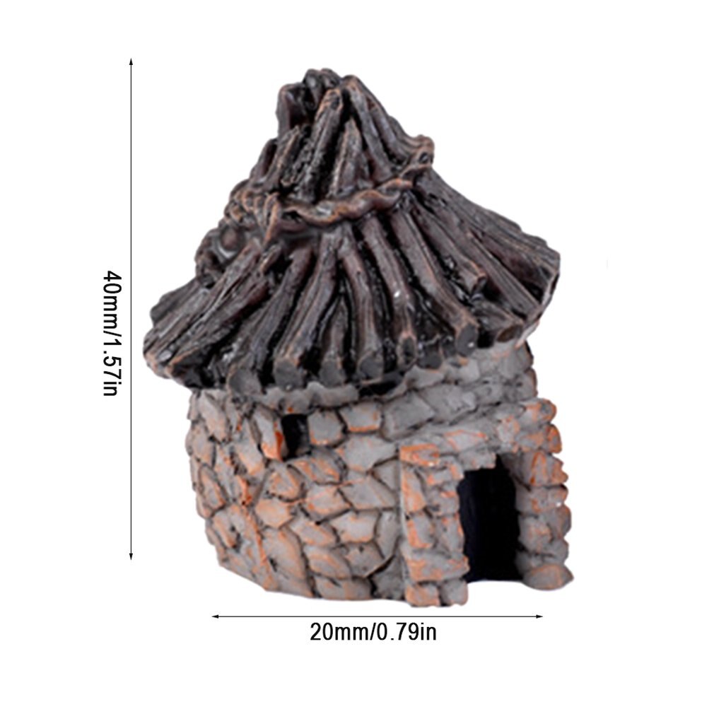 Sammaleen mikromaisemakoristelu olkikattoinen mökkitalo miniatyyri koristeellinen hartsi pientalon käsitöitä