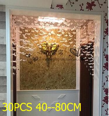 Rideau de séparation en perles de cristal, produit fini, rideau de décoration pour l'entrée, rideau en plumes de perles: 30pcs 40-80cm