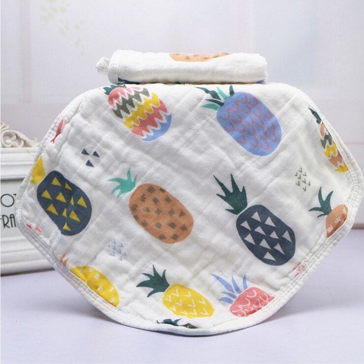 1 stuk Wasoyoli Kleurrijke Gedrukt Burp Clothsf 30*30 CM 100% Mousseline Katoen 6 Lagen Zakdoek Zachte Baby Handdoek: Pineapple