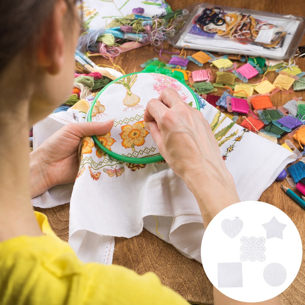 50 pièces maille toile feuilles point de croix couture toile feuilles pour broderie acrylique fil artisanat tricot et Croche