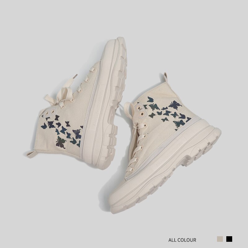 Kvinder afslappede sneakers kvindelige canvas platform sko dame mærke sports sneakers høj top sneakers kvinde hvide sneakers sneakers