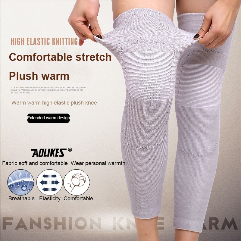 Aoloks-rodillera de apoyo para la rodilla, protector elástico para lesiones en el gimnasio, cálido, ideal para el invierno, 1 par