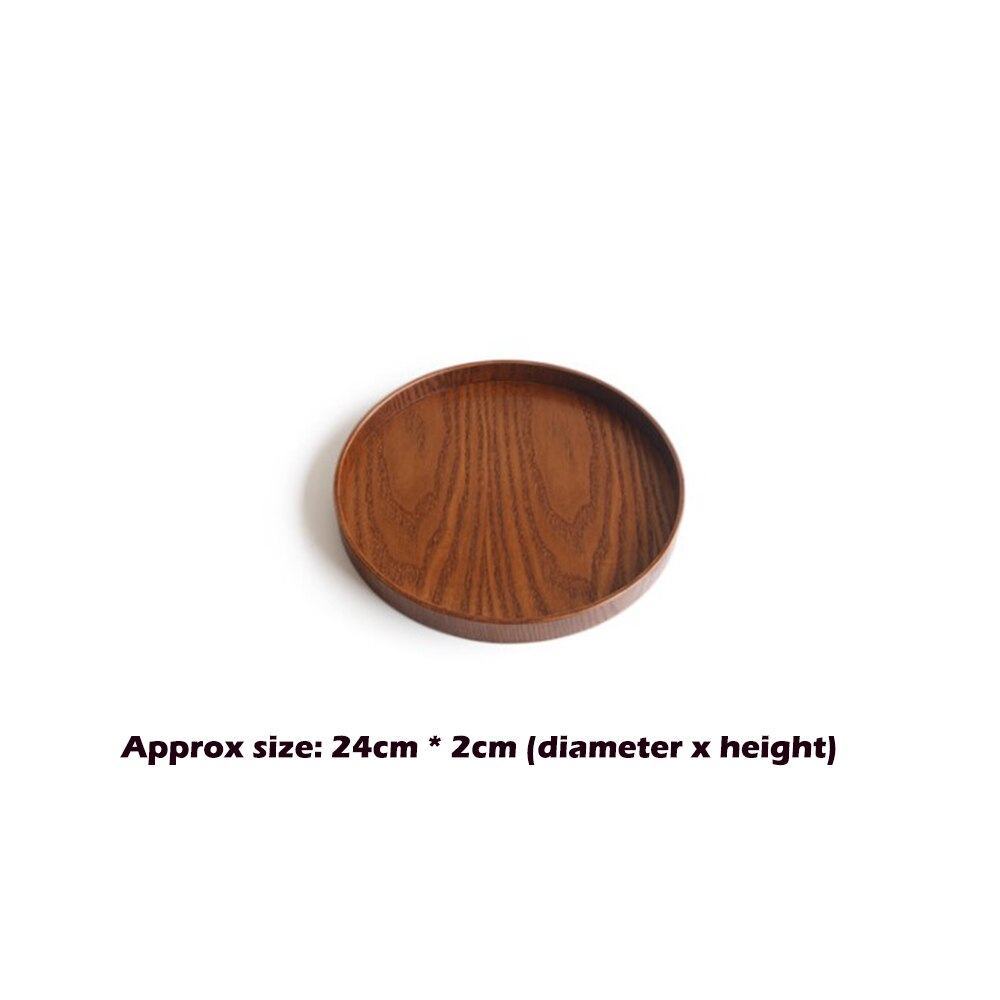 Home Decor Display Dish Round Fruit Desktop Holder Wooden Plate Storage Tray Food Keeper Dessert Kitchen Snack Restaurant Bar: 24cm x 2cm