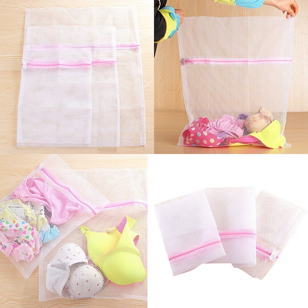 Zippered Mesh Laundry Wash Bags Foldable Thicken Delicates Lingerie Underwear Washing Machine Clothes Protection Net Bag