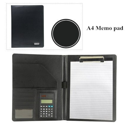 A4 Manager File Folder with Calculator Memo Pad Conference Document Bag Business Organizer Briefcase School Office Stationery: B Black