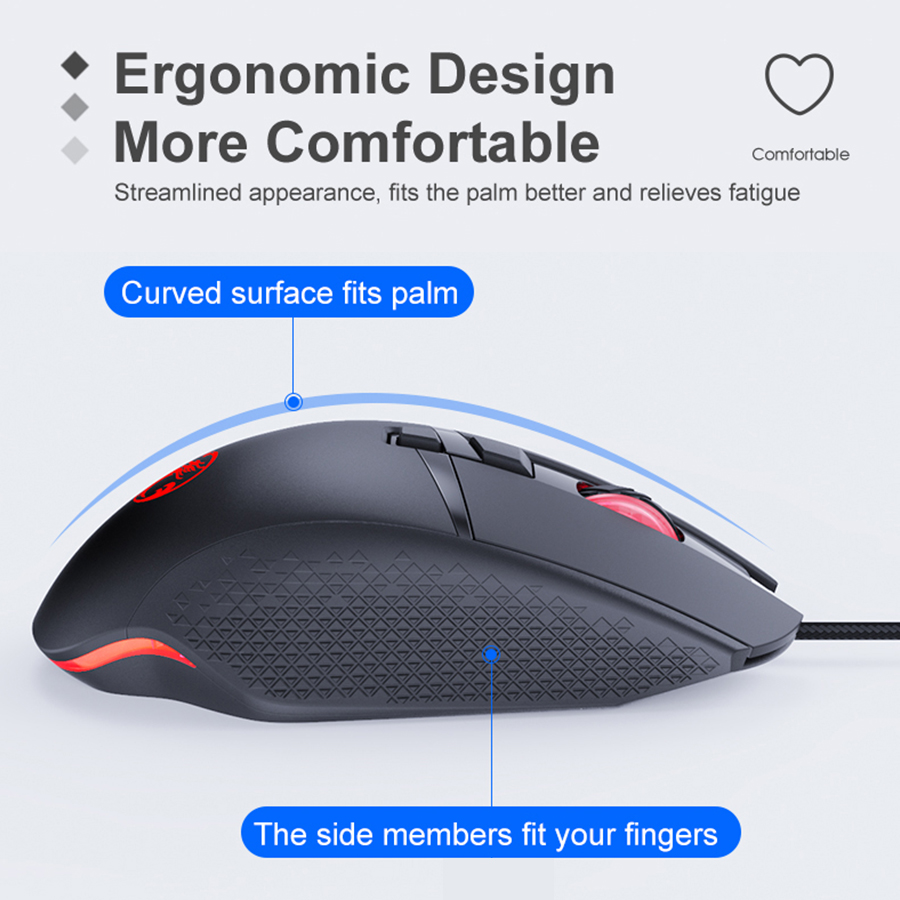 Przewodowa mysz do gier Gamer Mause komputer ergonomiczna cicha mysz USB z kablem RGB podświetlenie LED 7200 myszy DPI do laptopa PC