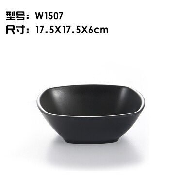 Japanese matt black tableware seasoning bowl square plastic CONGEE soup rice dipping bowl for kaiteen: W1507