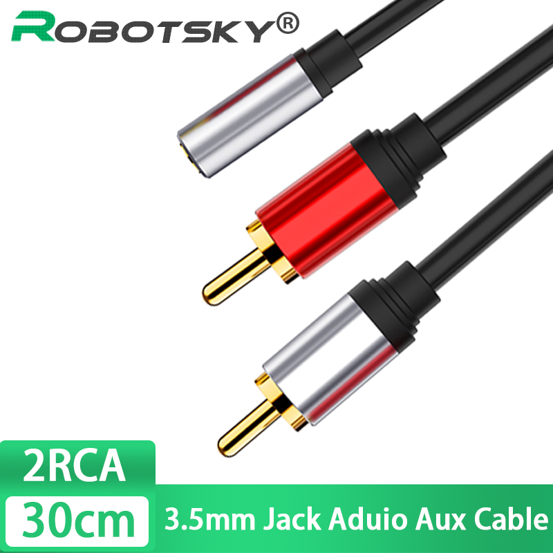 Rca Kabel 2RCA Male Naar 3.5Mm Vrouwelijke Audio Aux Kabel 3.5Mm Jack Rca Kabel Voor MP3 Edifer Telefoon home Theater Dvd 2RCA Audio Kabel