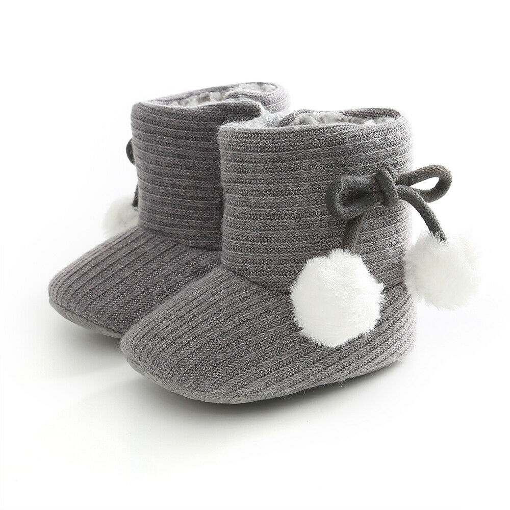 Baby Winter Warme Laarzen Schoenen Meisje Jongens Solid Mode Peuter Eerste Wandelaars Kid Laarzen Schoenen Fuzzy Ballen Kid schoenen 0-18M: C / 7-12 Months