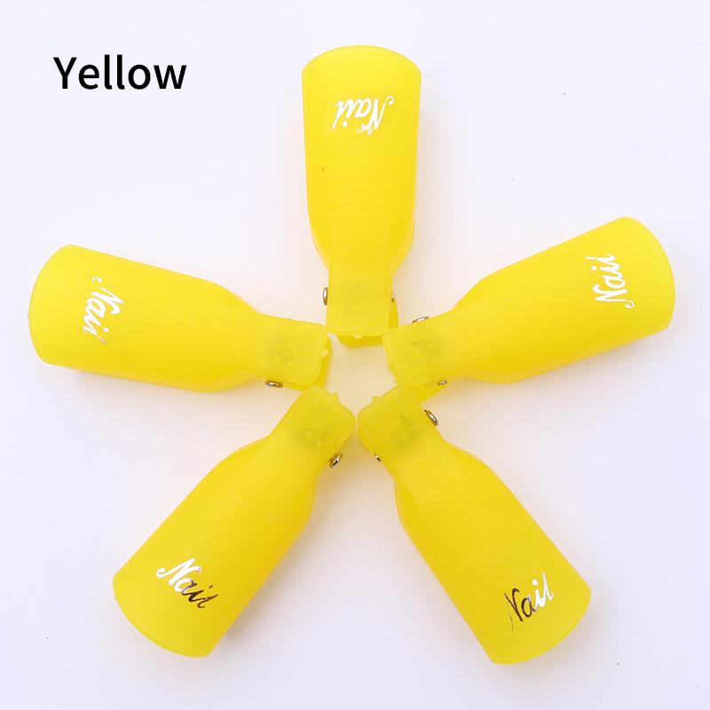 5 Stks/set Verwijderen Gel Nagellak Clips Caps Plastic Nail Art Losweken Cap Nail Cleaner Gel Nail Remover Manicure gereedschap: yellow