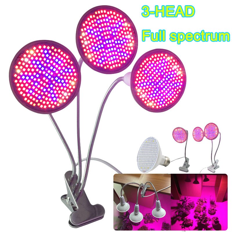Led Plant Licht Groeien Groeiende Tent Box Volledige Spectrum Bloem 200 Uv Ir Kamer E27 Lamp Clip Lamp Dual Voor indoor Growbox Hydro