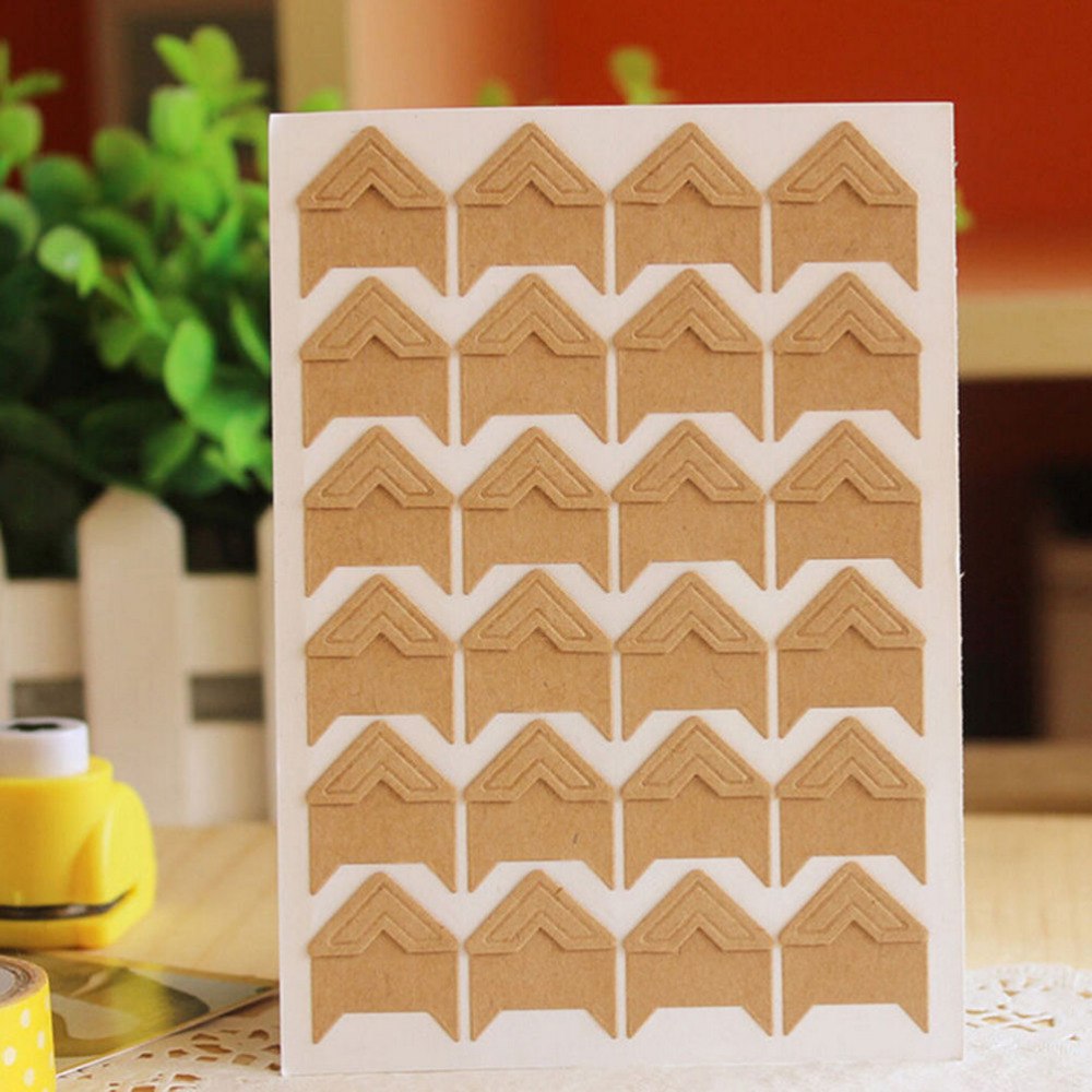 24 pcs/1 Sheet Photo Corner Stickers DIY Vintage Corner kraft Paper Stickers for Photo Albums Frame Decoration Scrapbooking