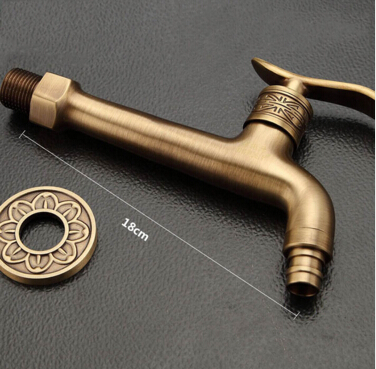 Long Antique brass decorative garden faucets single cold bibcocks washing machine tap outdoor faucet