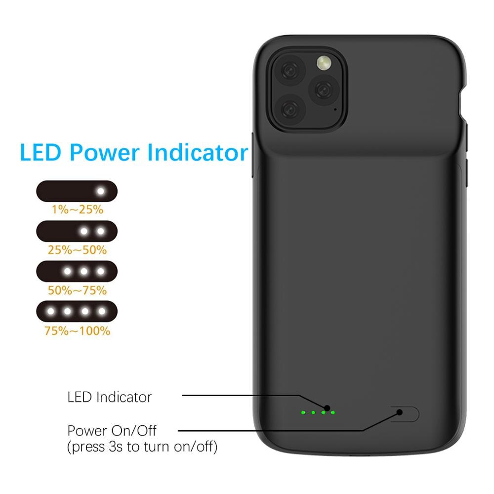 Battery Charger Case 5000mAh For iPhone 11 11 Pro 11 Pro Max Case For iPhone Xr X Xs Max 6 6s 7 8 Plus Power Bank Battery Case
